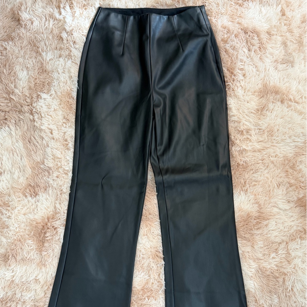 ASOS Black Faux Leather Wide Leg Trousers